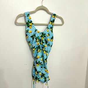 Sweet lemons and stripes tankini swim top